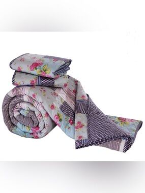 100% Cotton Patchwork Floral Quilt Set, Cozy and Soft, Perfect for Spring/Summer